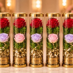 باکس گل شیشه ای دو رنگ